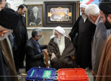 تصاویر حضور حضرت آیت الله العظمی صافی گلپایگانی، پای صندوق رأی انتخابات